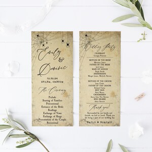 Halloween Gothic Wedding Program Template, Printable Vintage Spooky ...