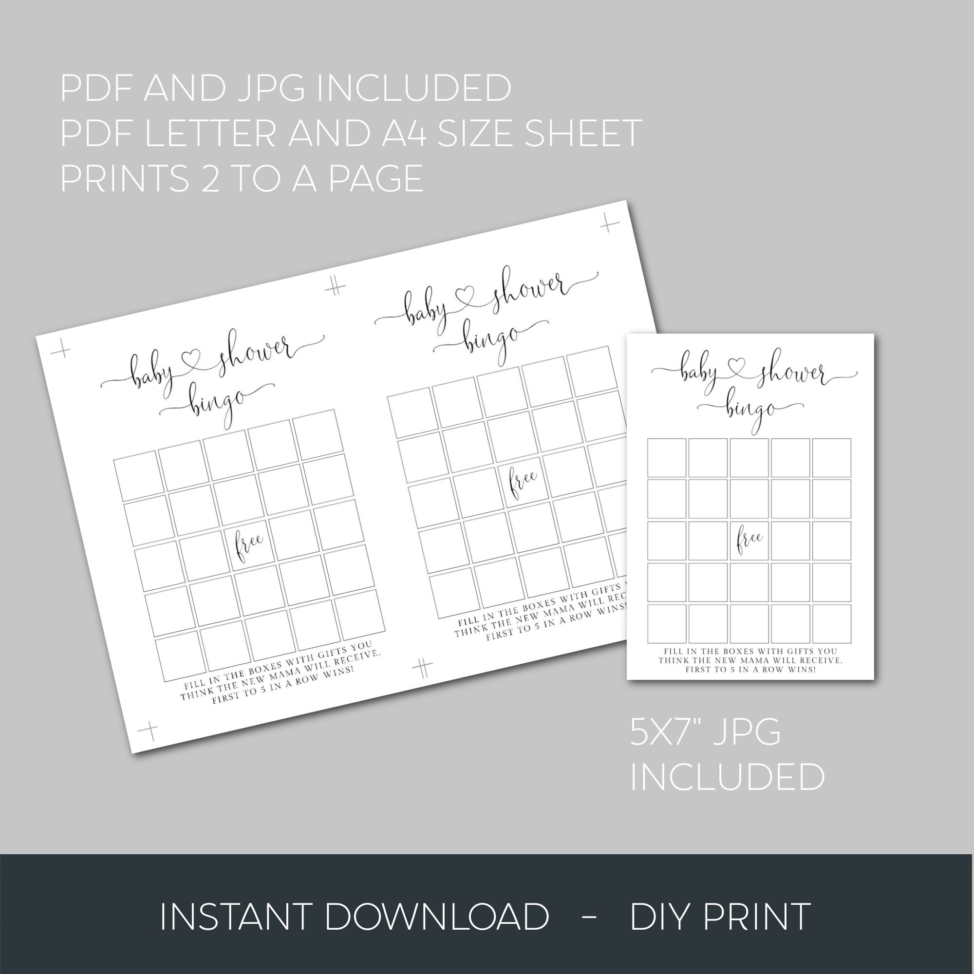 Baby Shower Bingo Printable Baby Shower Game Cards Baby - Etsy
