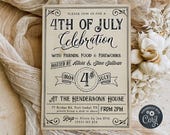 4th Of July Vintage Invitation Template, Printable July Fourth Party Invite, Editable Retro Independence Day BBQ Invite, Digital Download