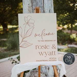 Beige Terracotta Wedding Welcome Sign Template, Printable Boho Desert Floral Welcome, Editable Modern Rust Signage, Instant Download, #TCW