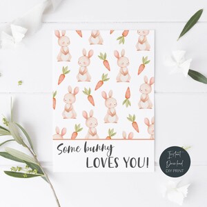 Einige Hase liebt dich Mini Cookie Karte, Osterhasen Cookie Backer Tag, Karotten Bunnies Cookie Backer Tag, Instant Download