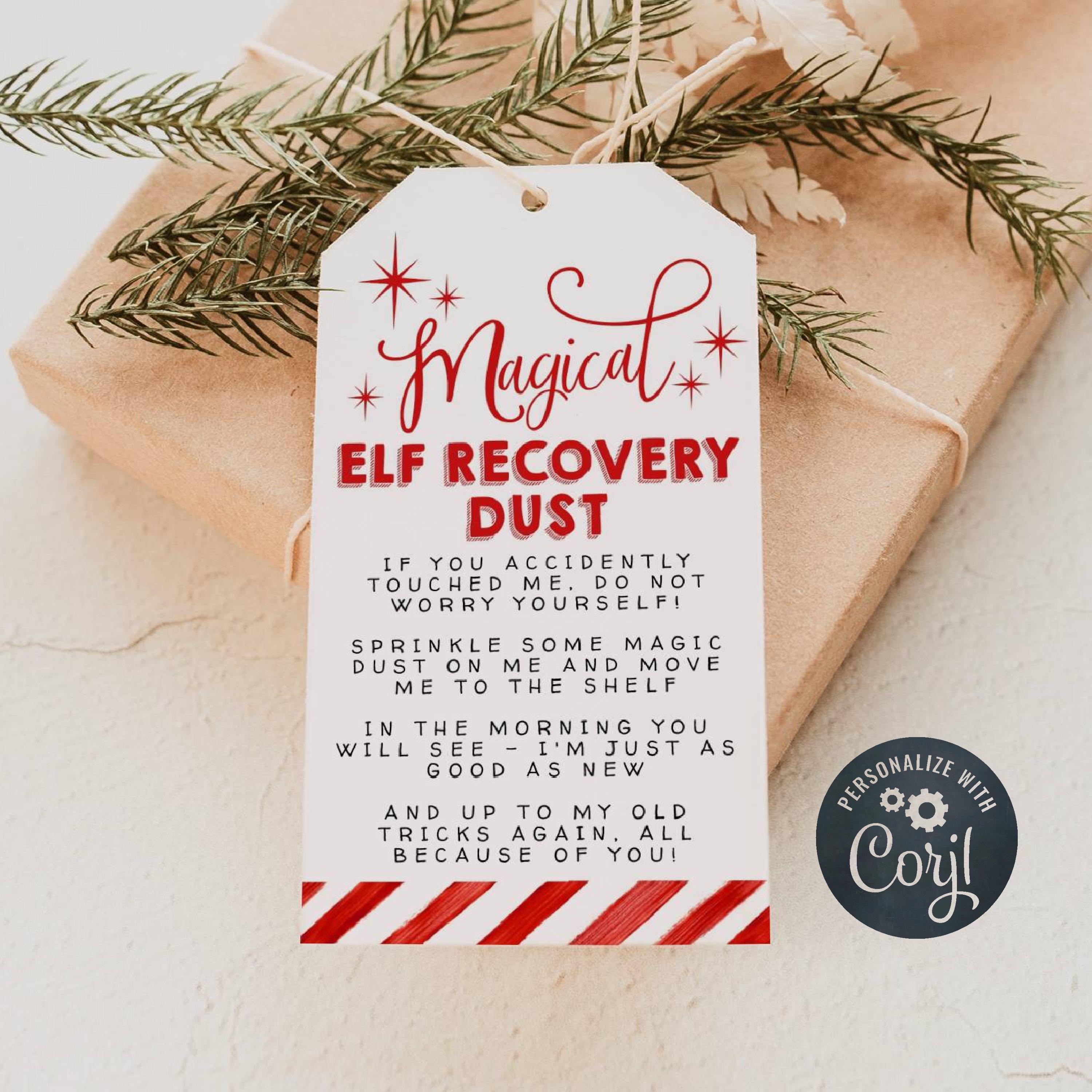 bearbeitbare elf erholung staub anhänger vorlage, druckbare