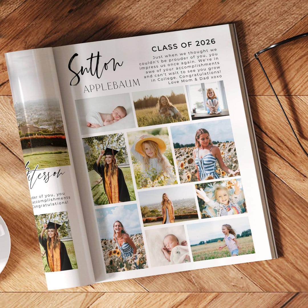 Yearbook Grad Pages. Example Full Page Graduation Yearbook Ad Template, High School Senior Graduate ...