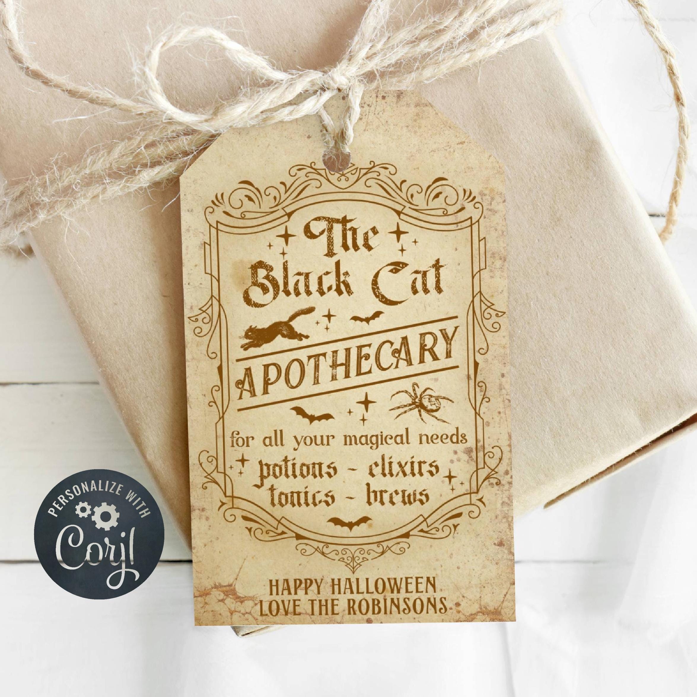 Vintage Apothecary Halloween Gift Tag Template, Printable Spooky ...