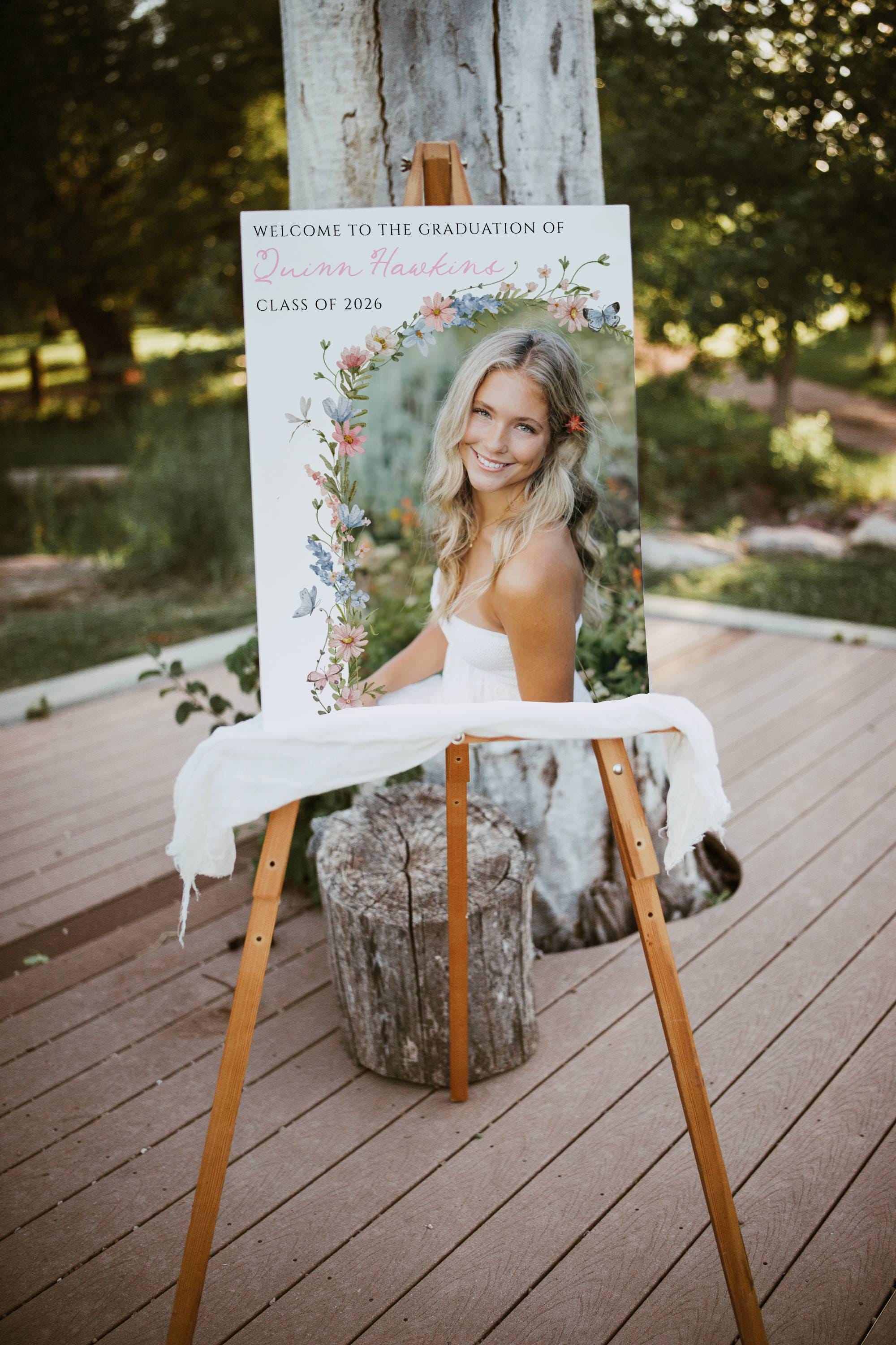 Wildflowers Graduation Welcome Sign Template, Printable Side Arch Photo ...