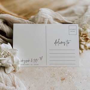 Wedding Photo Thank You Postcard Template, Printable Modern Pictures Thank You, Editable Minimalist Thank You Note, Digital Download, #MW4 image 3