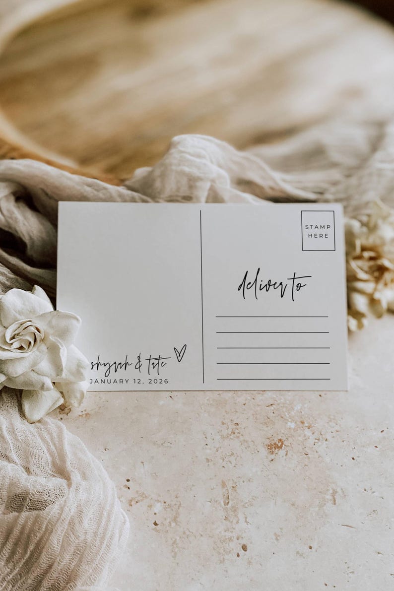 Wedding Photo Thank You Postcard Template, Printable Modern Pictures Thank You, Editable Minimalist Thank You Note, Digital Download, #MW4 image 3