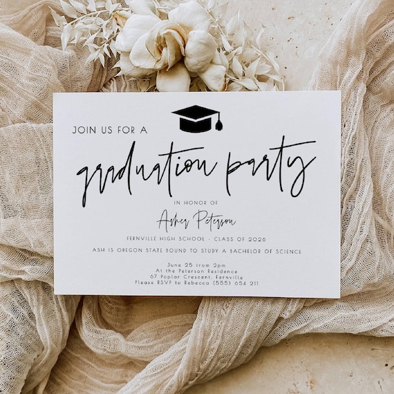 Minimalist Graduate Party Invitation Template, Printable Graduate Announcement, Editable Modern Grad Invite, Instant Download, #SG