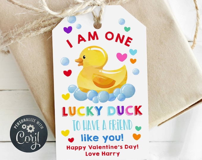 Editable Lucky Duck, Valentines Day Tags, Rubber Ducky, Printable ...