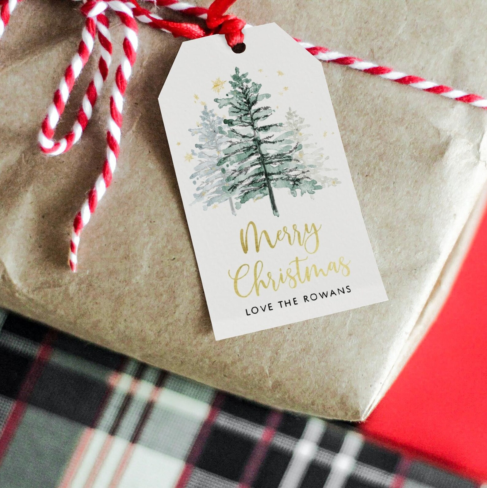 Christmas Pine Tree Gift Tag Template Printable Holiday Favor - Etsy