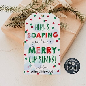 Modèle d&#39;étiquette cadeau vous avez un joyeux Noël, étiquette de savon de vacances imprimable, étiquette d&#39;appréciation de professeur de Noël modifiable, téléchargement immédiat