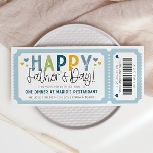 Modello modificabile per buono regalo per la festa del papà, buono personalizzato stampabile per papà, coupon per biglietti per bambini, download immediato