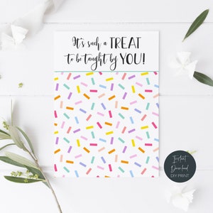 Afdrukbare Teacher Appreciation Mini Cookie Card, Teacher Valentine Hagelslag Cookie Backer, traktatie om door jou te worden onderwezen, Instant Download