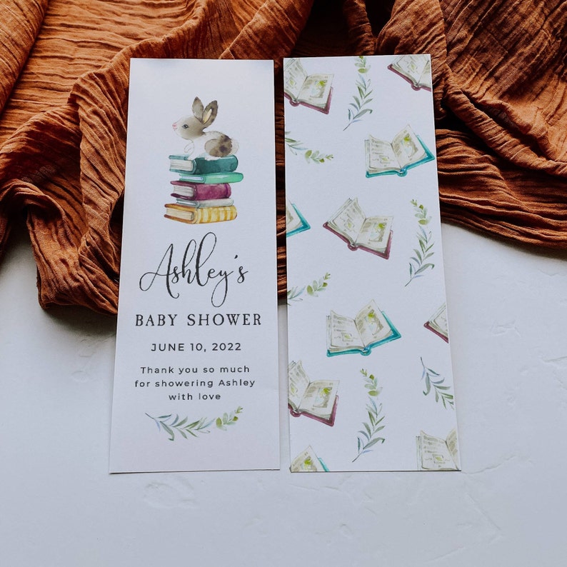 Storybook Baby Shower Bookmark Template Printable Book Themed Etsy