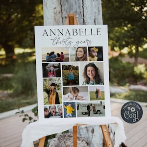 Erwachsenen Geburtstag Foto Collage Poster Vorlage, moderne Teenager Geburtstag Foto Tafel Schild, bearbeitbares Leben in Bildern Tafel, sofortiger Download