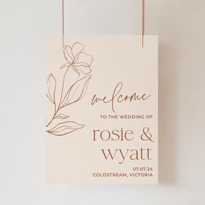 Beige Terracotta Wedding Welcome Sign Template, Printable Boho Desert ...