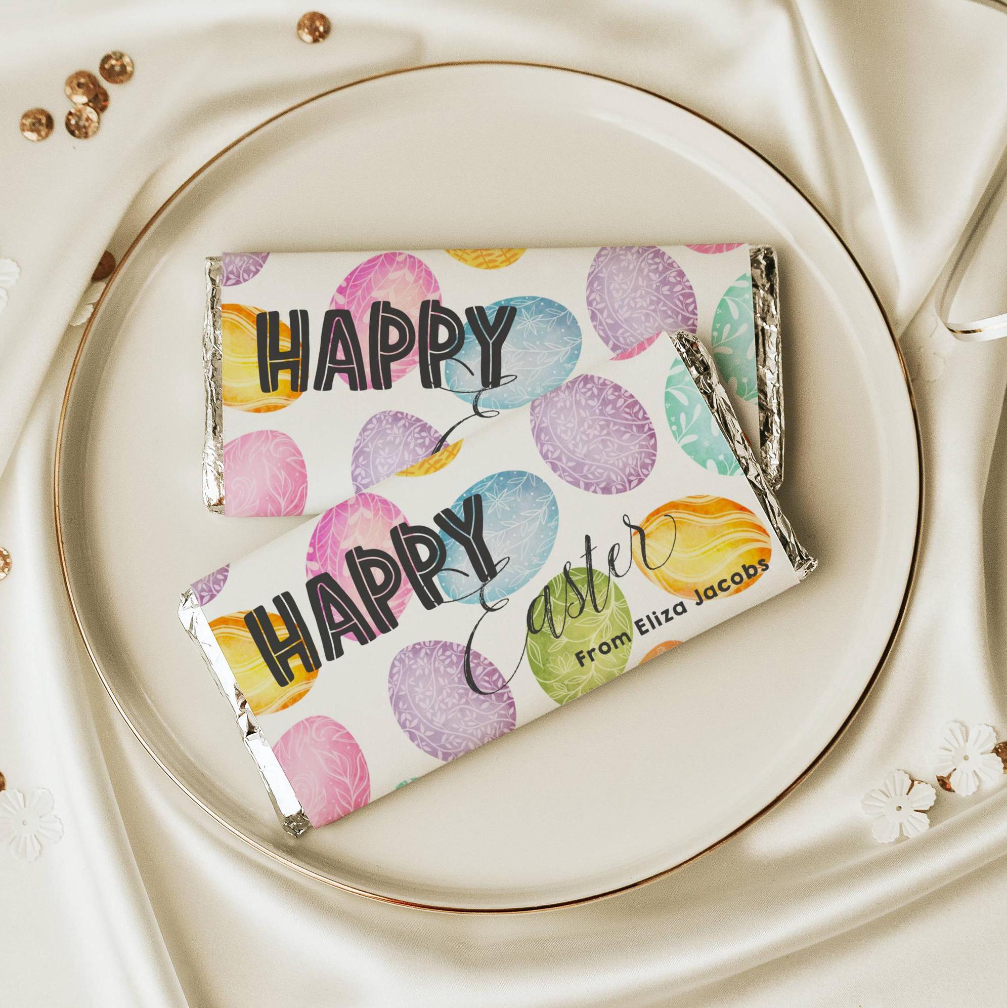 Easter Chocolate Bar Wrapper Template, Printable Rainbow Pastel Easter ...