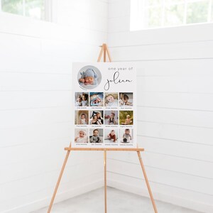 Printable One Year of Photo Poster Template, Modern 1st Birthday ...