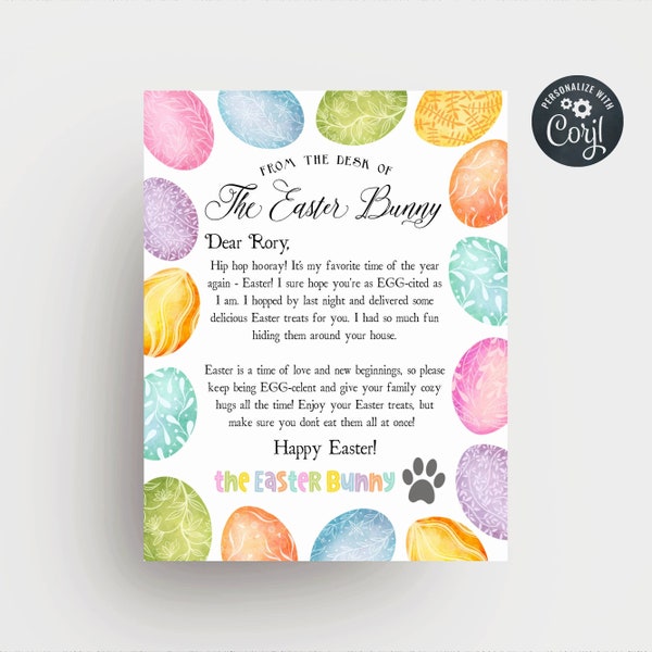 Editable Official Easter Bunny Letter Template, Printable From The Desk Of The Easter Bunny, Personalized Bunny Mail Instant Download, #E1