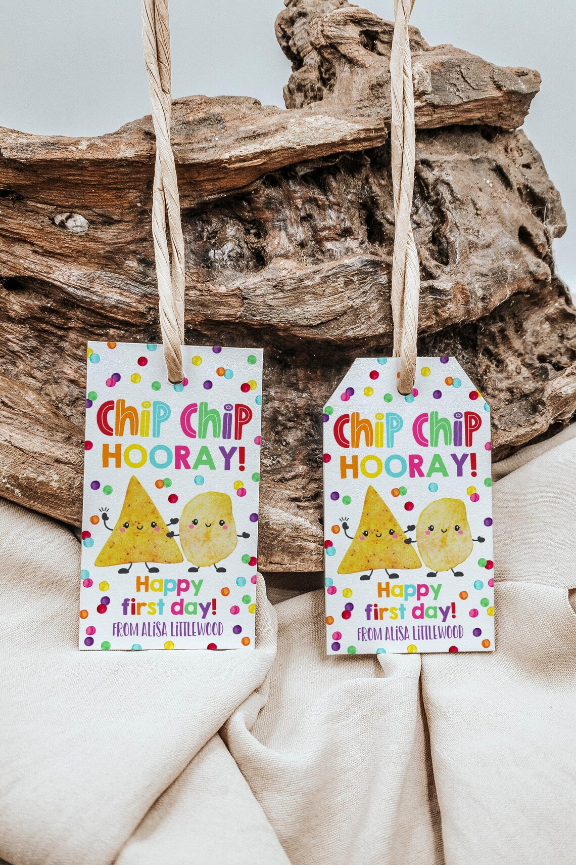 First Day of School Chips Gift Tag Template, Printable Chip Chip Hooray ...