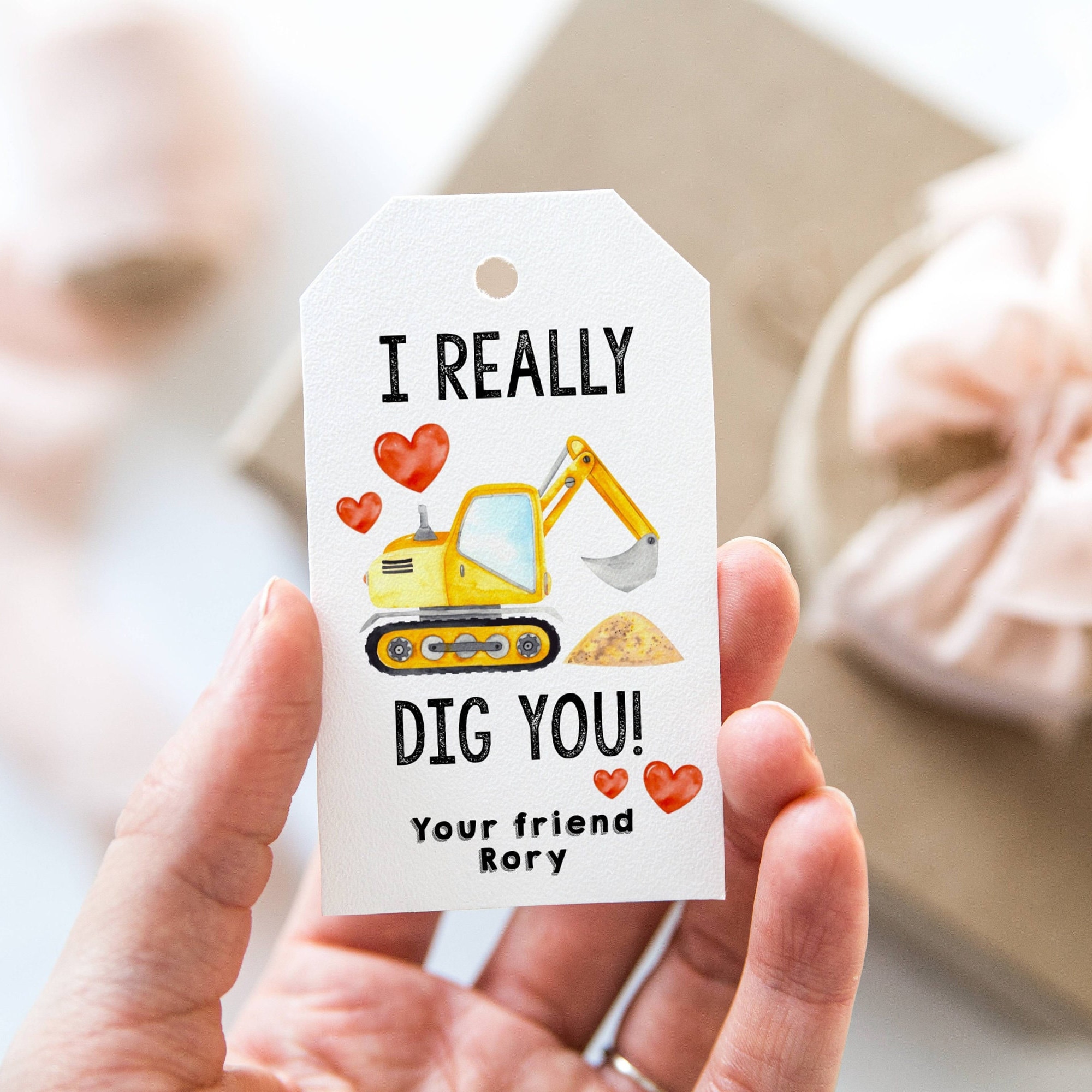 Valentine's Day Digger Gift Tag Template, Printable I Really Dig You ...