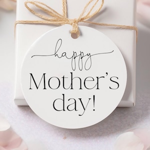 Round Mother's Day Gift Tag Template, Printable Minimalist Mothers Day Cookie Tag, Editable Simple Present Tag For Mom, Instant Download