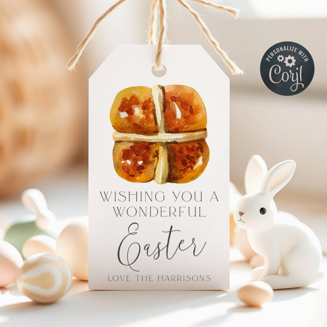 Hot Cross Bun Gift Tag Template, Printable Easter Hot X Buns Favor Tags ...