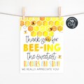 Bee Teacher Appreciation Sign Template, Printable Sweetest Staff Honeycomb Sign, Editable Thank You Sign, Digital Download product logo