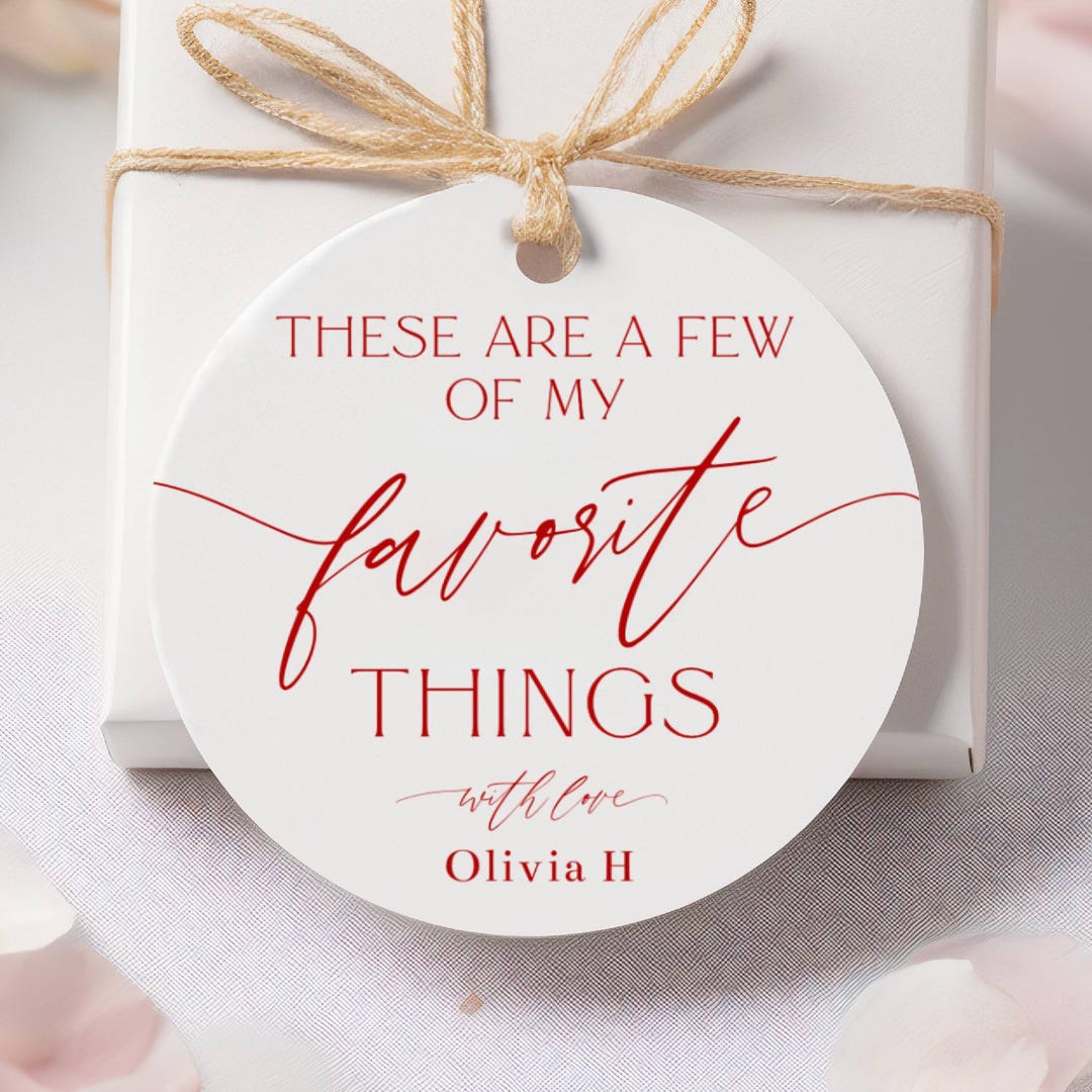 Round Favorite Things Gift Tag Template, Printable Holiday Favor Tag ...