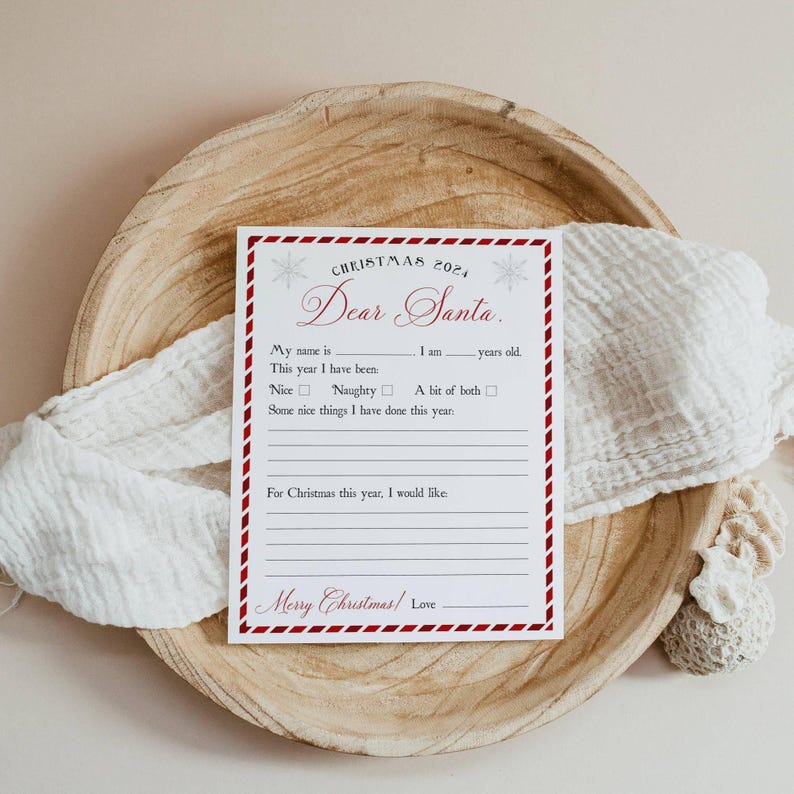 Editable Kids Letter to Santa Claus Template, Printable Christmas Wish ...