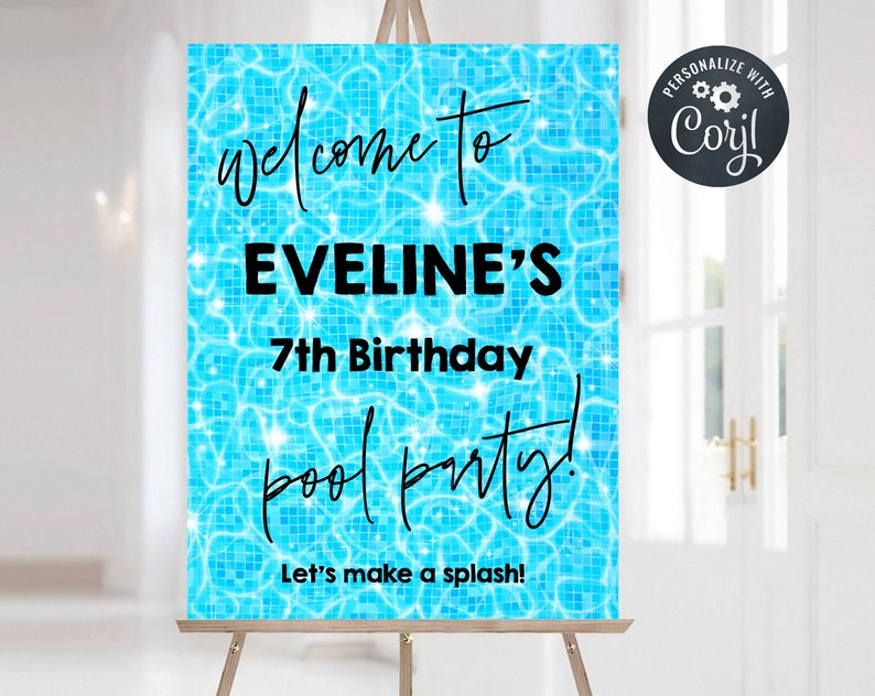 Editable Pool Party Welcome Sign Template Printable Swimming - Etsy