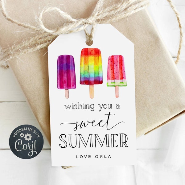 Have A Sweet Summer Gift Tag Template, Printable End of School Favor Tag, Editable Classroom Popsicle Ice Cream Favor Tag, Instant Download