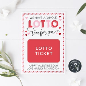 Valentine's Day Lottery Gift Card Holder Template, Printable Whole Lotto Love Favor Tag, Editable Teacher Appreciation Tag, Instant Download