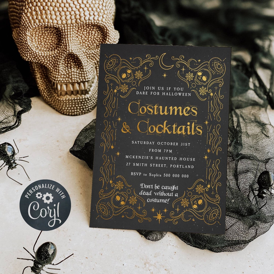 Editable Costumes &amp; Cocktails Halloween Invitation Template - Etsy