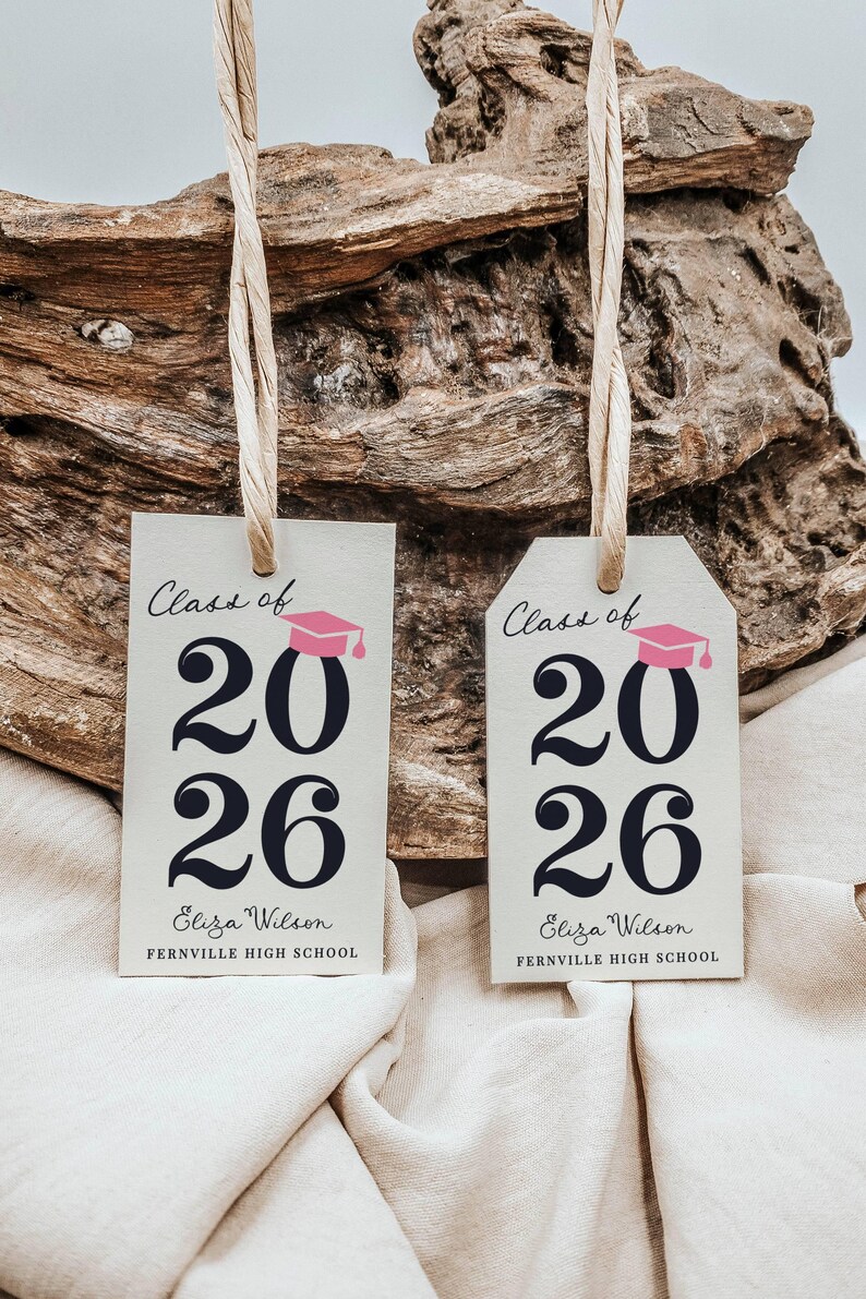 Class of 2026 Graduation Gift Tag Template, Printable Modern Grad Party ...