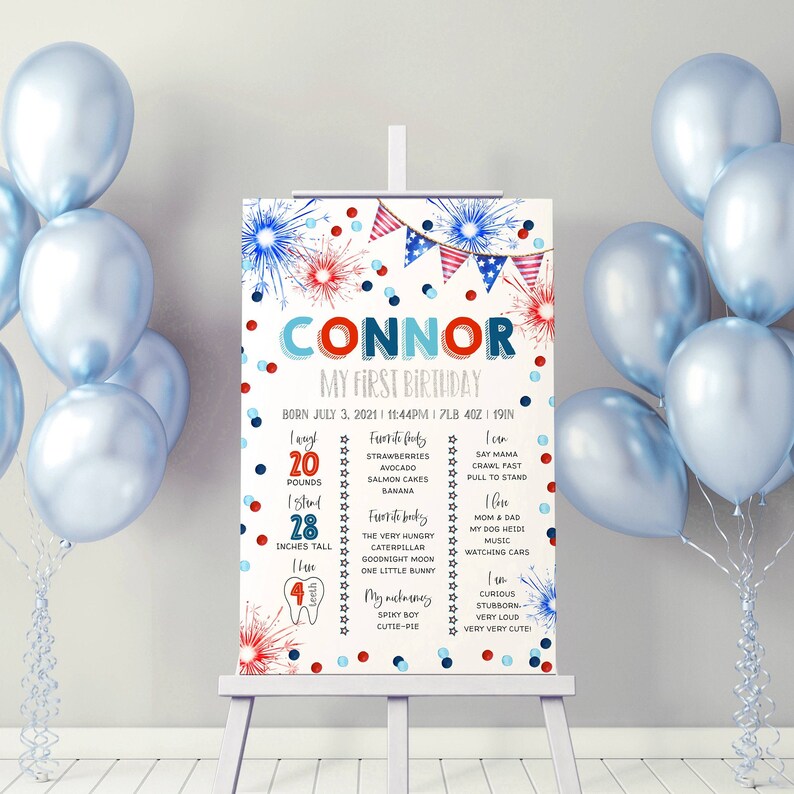 Editable 4th Of July Birthday Milestone Sign Template, Printable Patriotic Birthday Poster, First Year Keepsake Poster, Digital Download #LF image 6