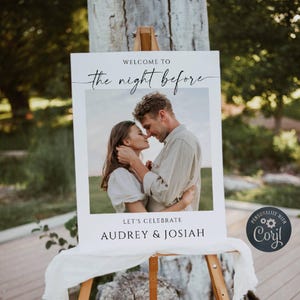 リハーサルディナー用ウェルカムサインテンプレート、印刷可能な前夜ポスター、編集可能な結婚式リハーサルサイン、即時ダウンロード、#MW2