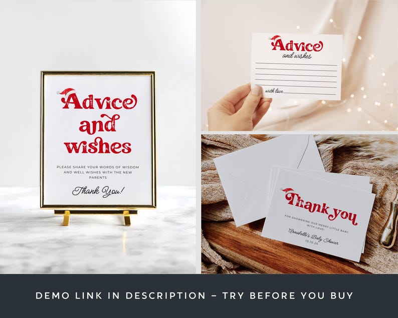 Santa Baby Shower Template Bundle, druckbares Weihnachtsduschpaket, bearbeitbares Weihnachtsmann Hut Duschset, digitaler Download, #CS Bild 7