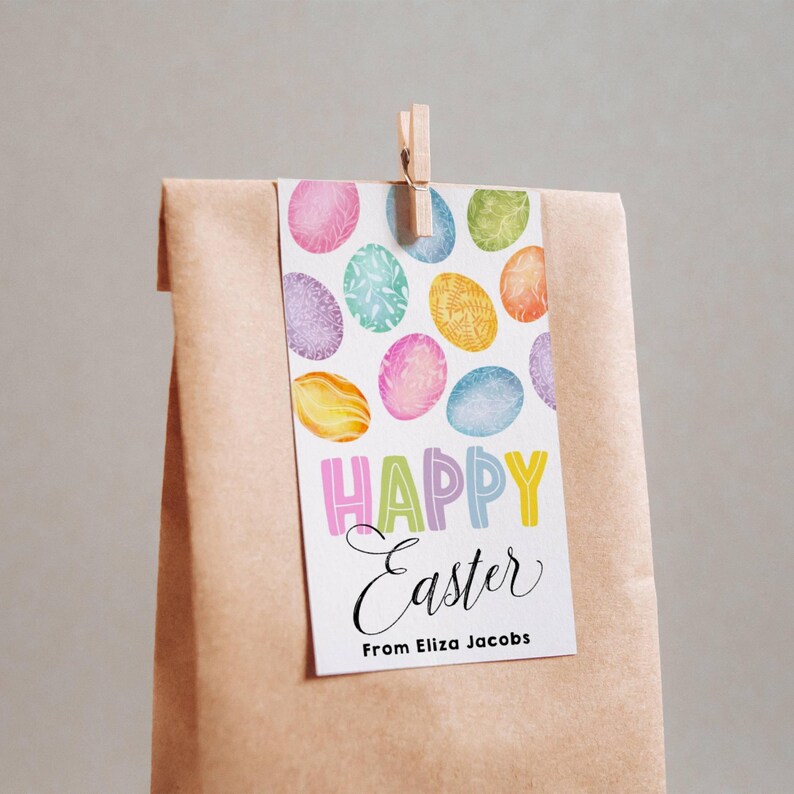 Happy Easter Gift Tag Template, Printable Easter Eggs Favor Tags ...