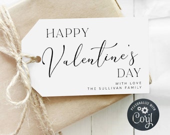 Minimalist Happy Valentine's Day Gift Tag Template, Printable Modern Valentine Favor Tag, Editable Elegant Valentine Tags, Digital Download
