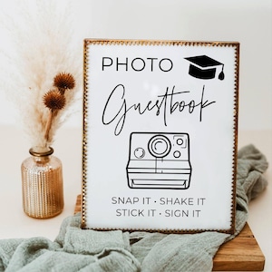 Modelo de placa para livro de assinaturas com fotos de formatura, placa de mesa moderna para festa de formatura, placa editável com encaixe rápido, download digital, #SG