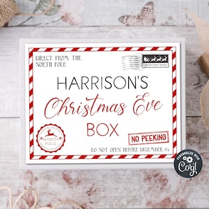 Editable Christmas Eve Box Label Template, Printable Holiday Tradition ...