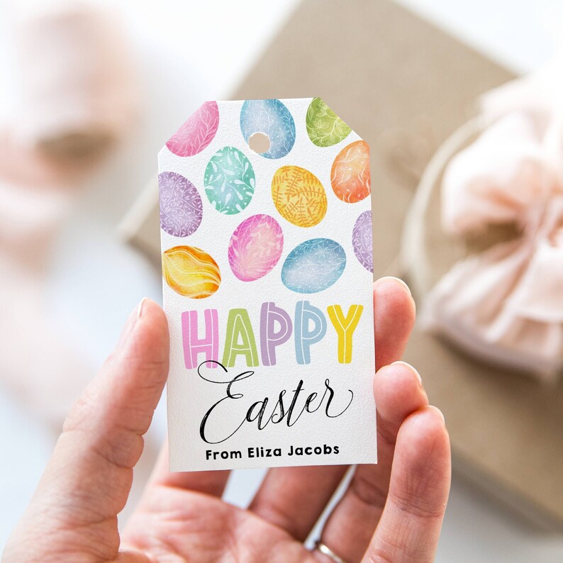 Happy Easter Gift Tag Template, Printable Easter Eggs Favor Tags ...