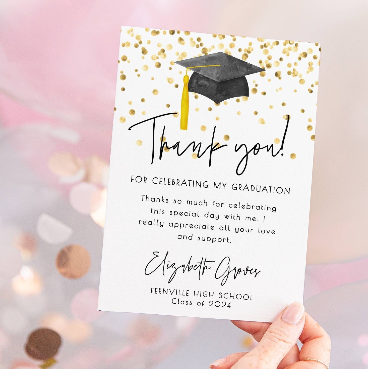 graduation-thank-you-card-template-printable-graduate-confetti-thank-you-editable-modern-grad-thank-you-note-instant-download-gc-etsy for Free Printable Graduation Thank You Card Template Graduation Thank You Card Template, Printable Graduate Confetti Thank You, Editable Modern Grad Thank You Note, Instant Download, #GC - Etsy for Free Printable Graduation Thank You Card Template