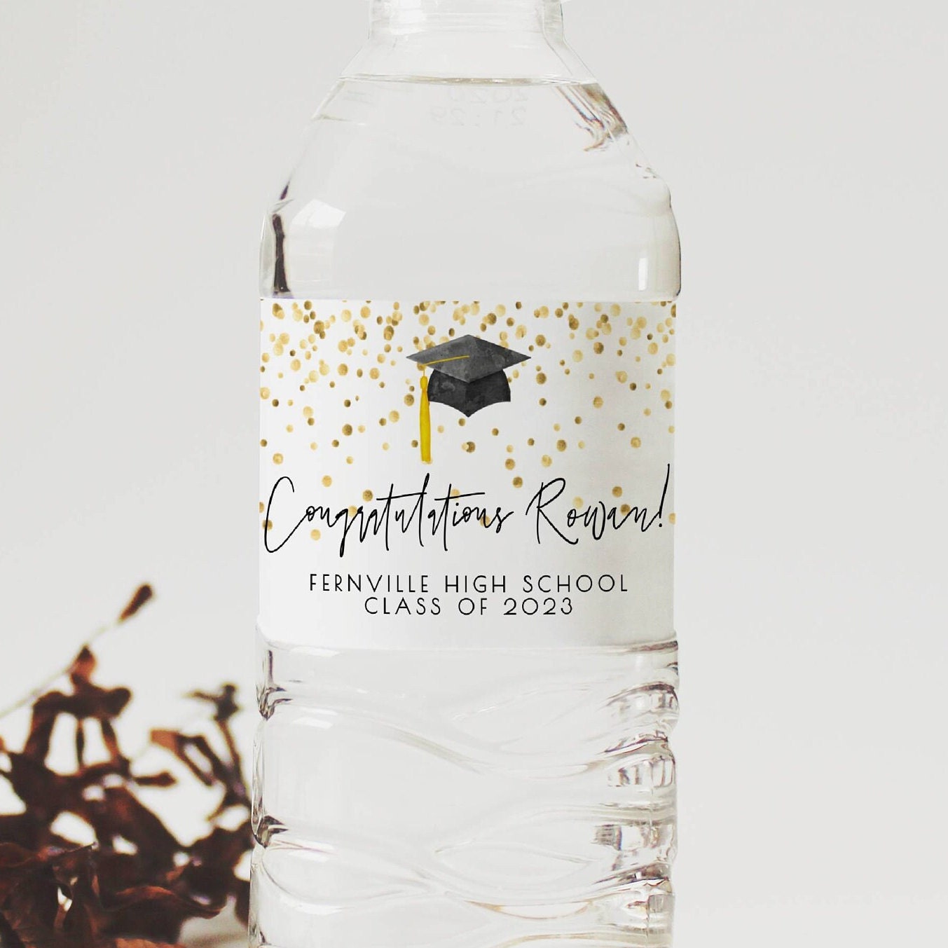 Graduation Trendy Stripes Water Bottle Labels with Photo – Candy Wrapper  Store