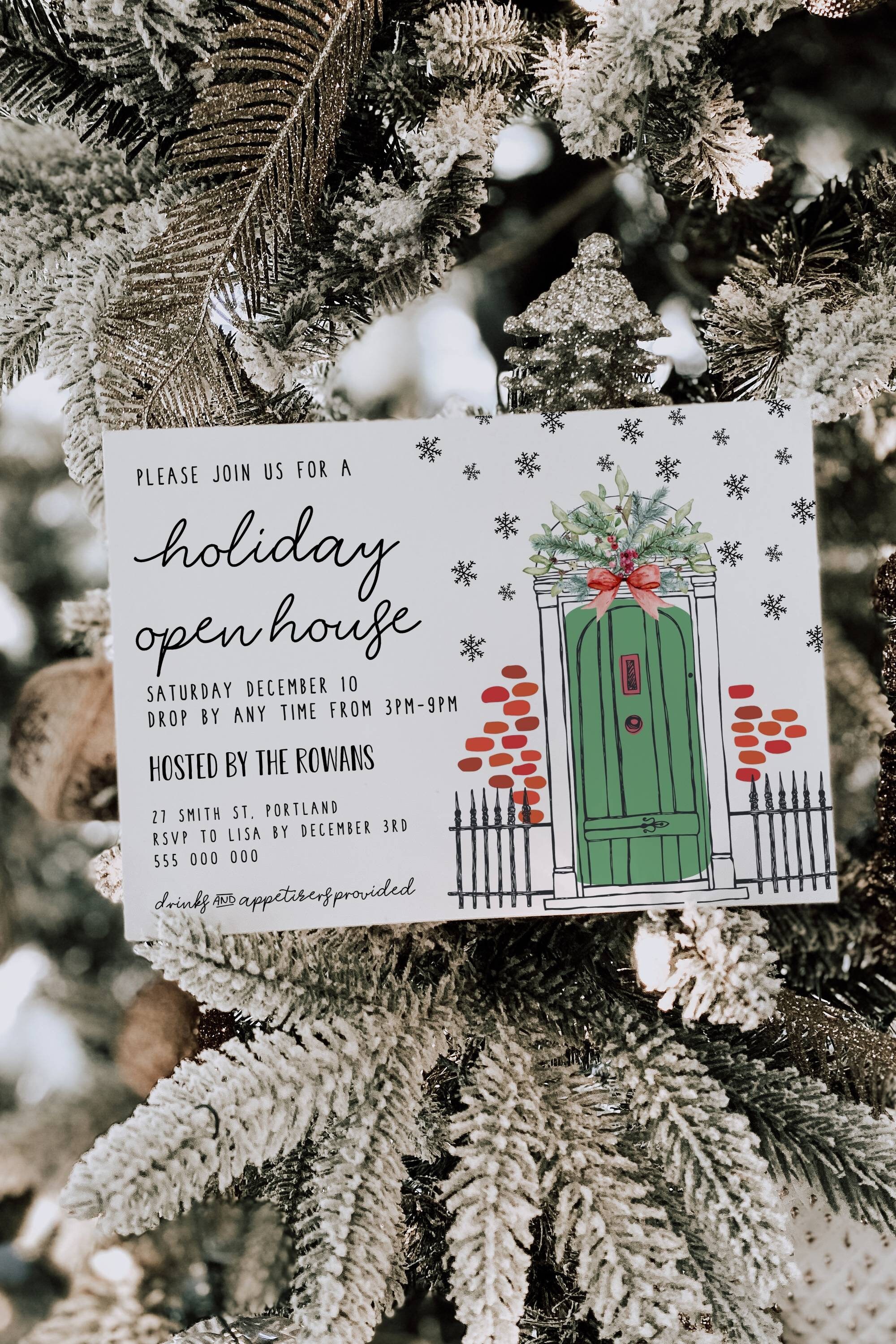 Holiday Open House Invitation Template Printable Christmas  Etsy