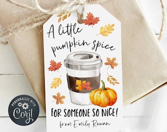 Pumpkin Spice Latte Gift Tag Template, Printable Fall Favor Tags, Editable Autumn Teacher Gift Tags, PSL Coffee Gift Tag, Digital Download