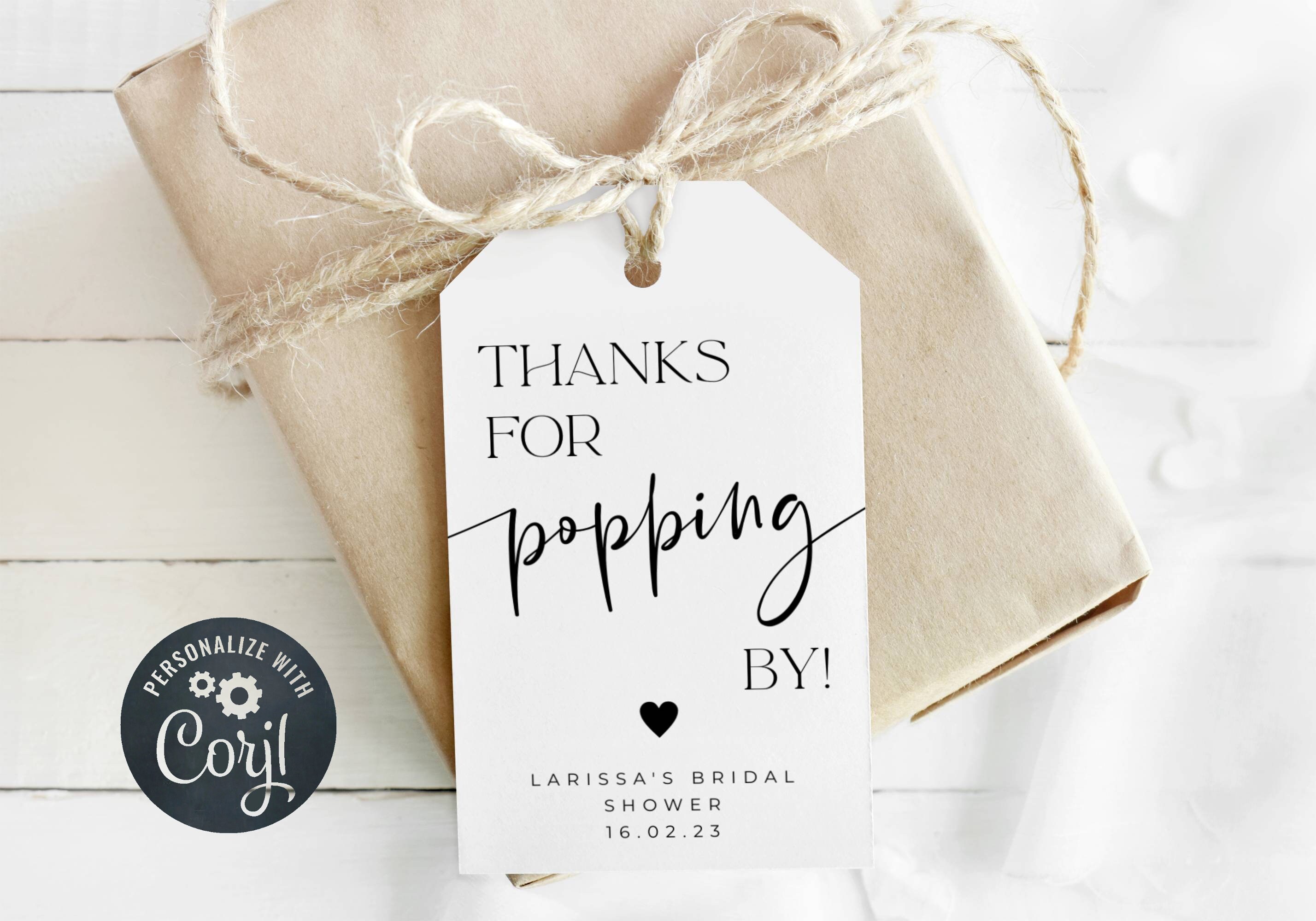 INSTANT DOWNLOAD Eucalyptus Themed Thank You For Popping By Favor Tag 