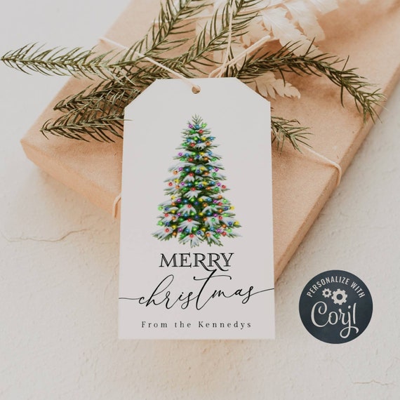 Christmas Gift Tags with Trees Printable Editable - Instant
