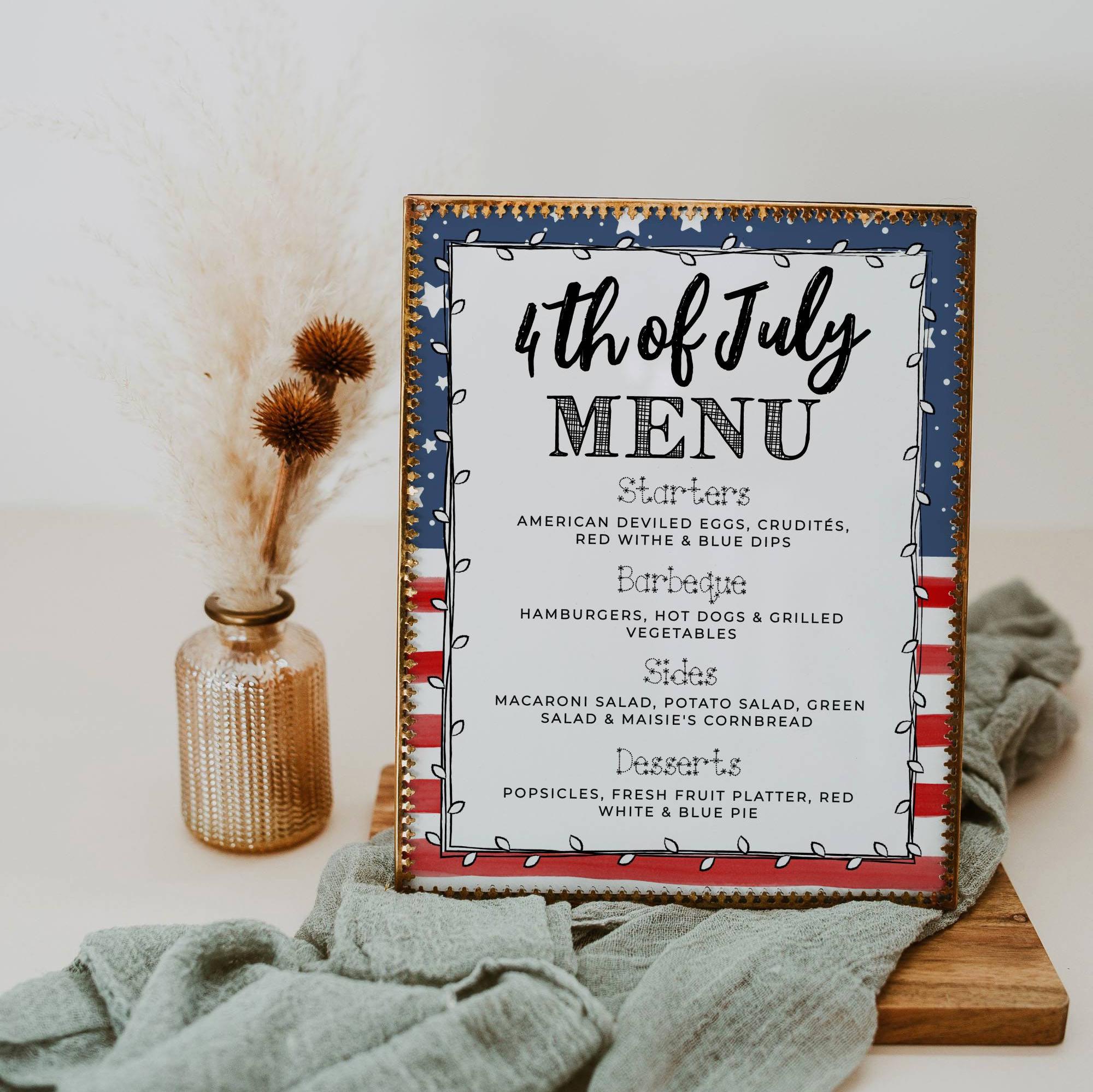 Image 7 for 4th Of July Menu Template